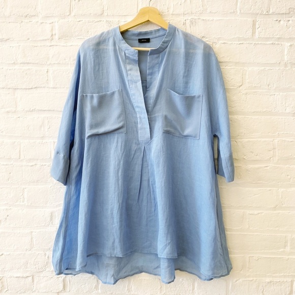 Joseph || Ramie & Silk Heather Tunic Patch Pockets Blue FR 36 US 4 - Picture 1 of 8